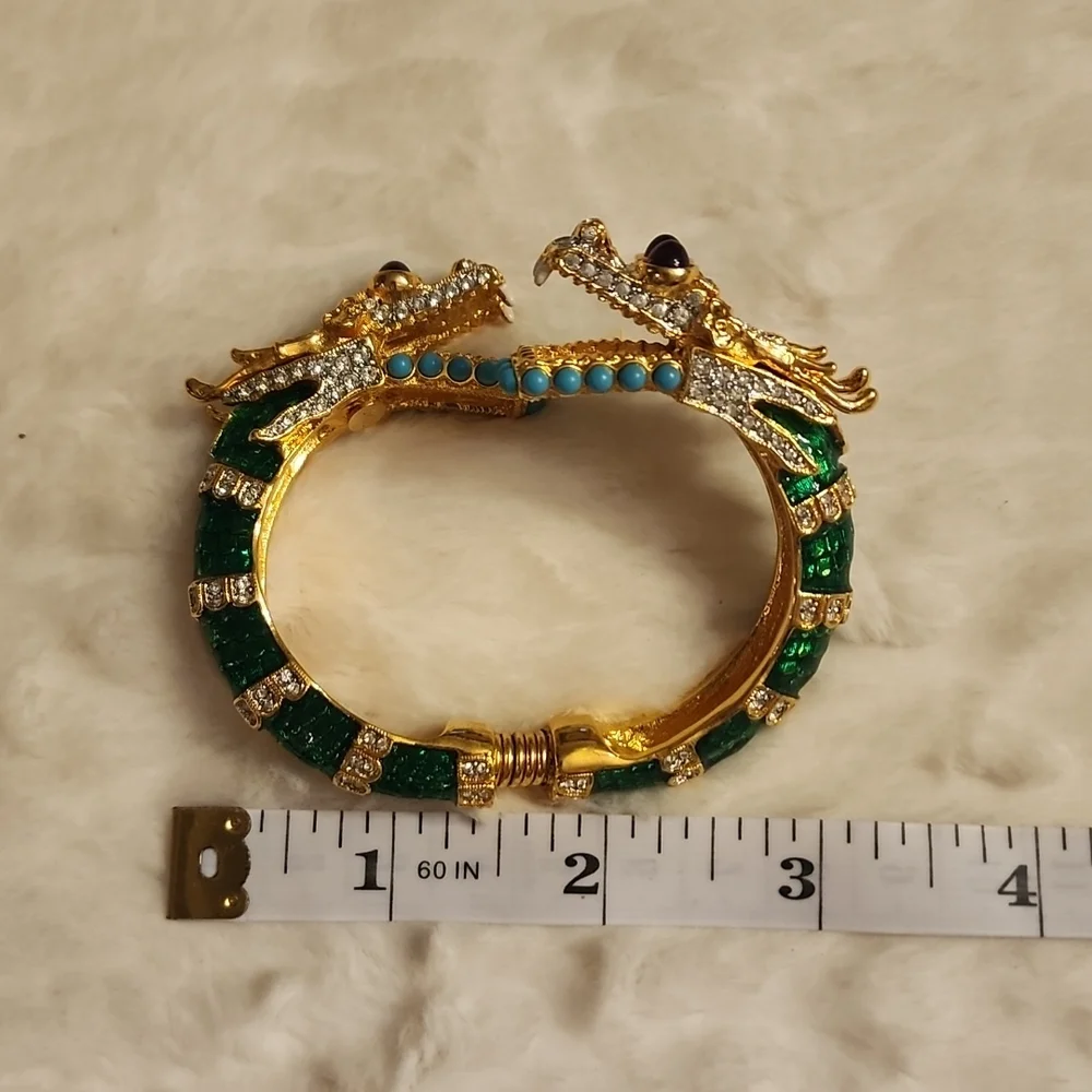Rare KENNETH JAY LANE Green Dragon Bracelet - Picture 2 of 12